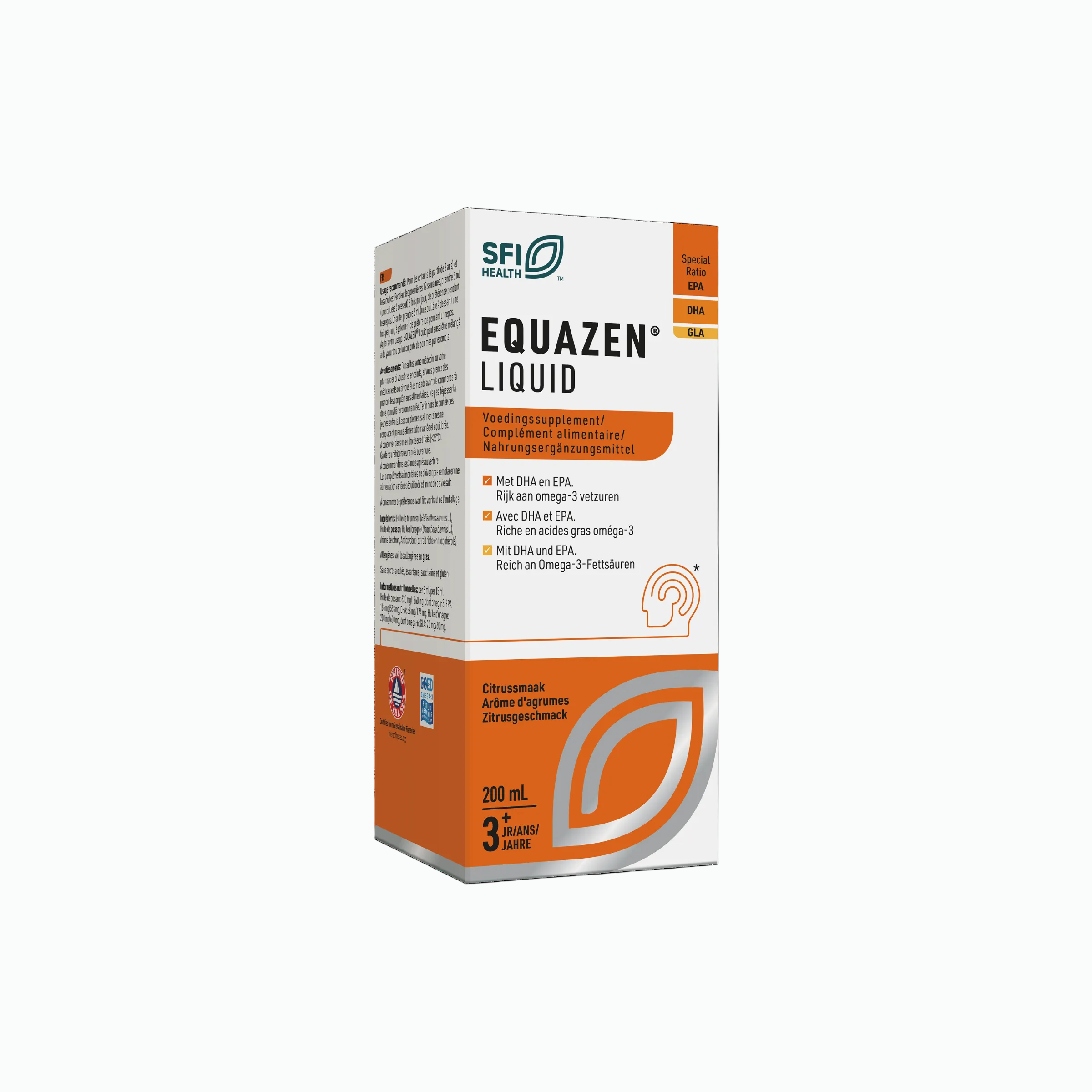 Equazen Liquid supplement packaging on a white background